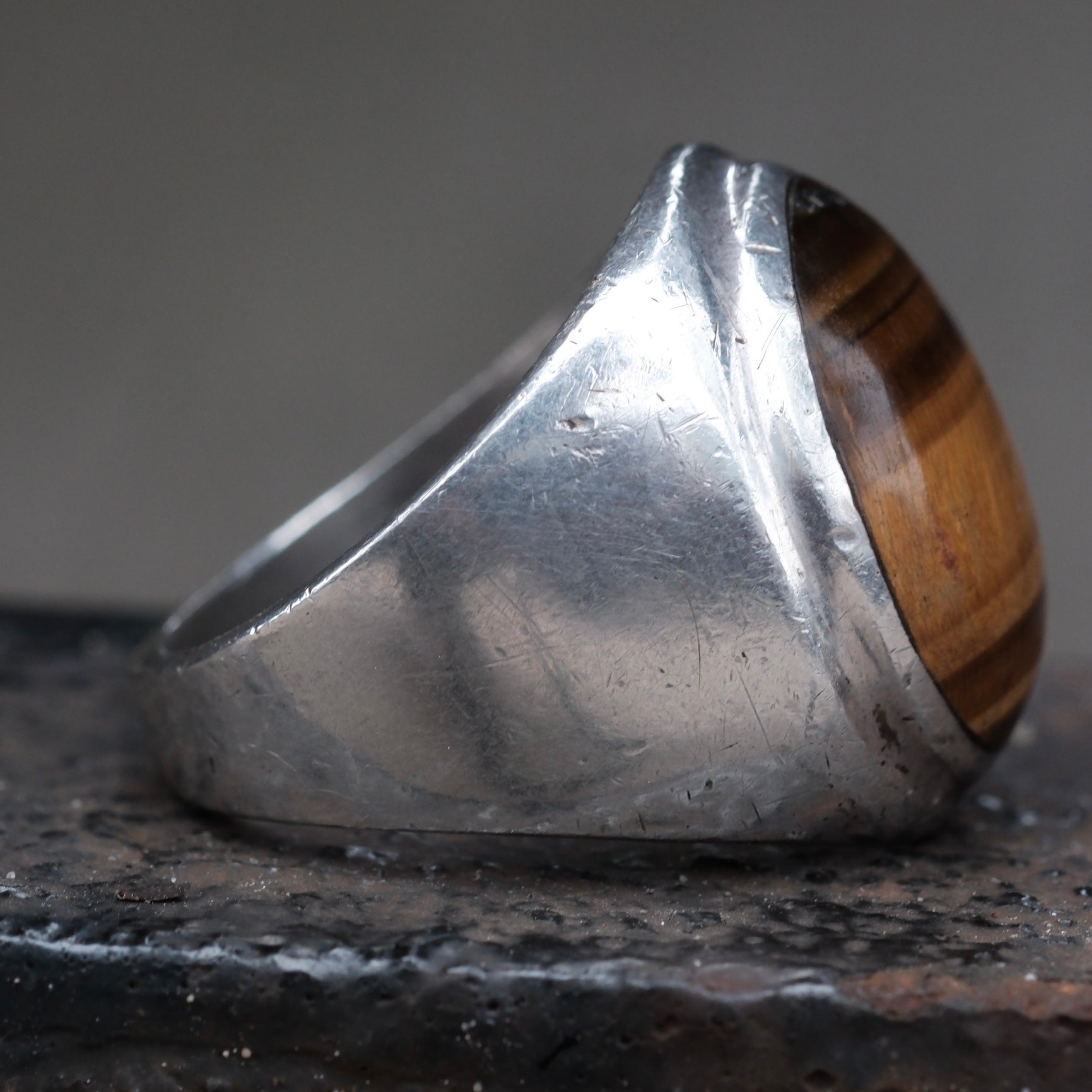 Vintage Sterling Tigers Eye Ring 10.5