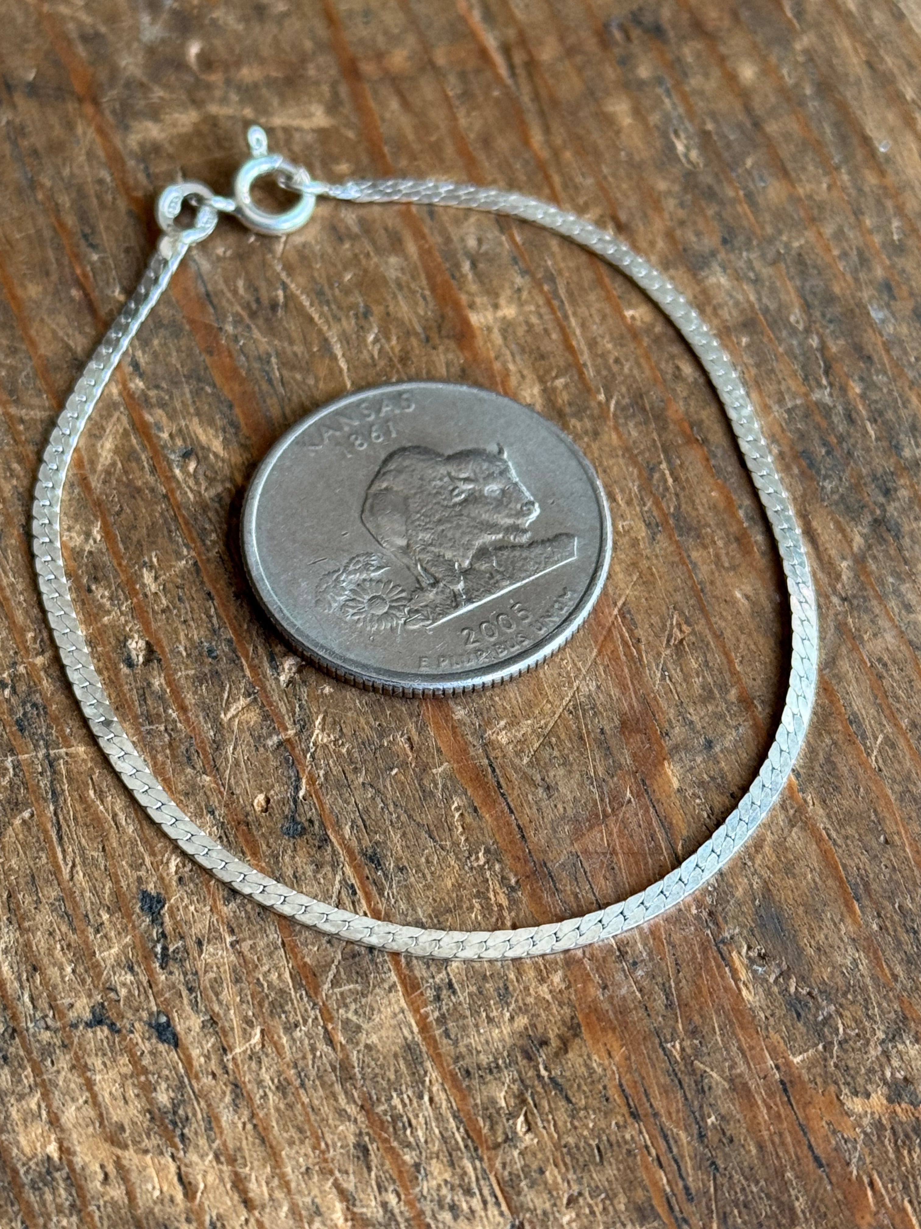 Vintage Sterling Silver 6.75” Herringbone Bracelet