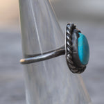 Vintage Sterling Turquoise Roper Ring 4.25