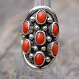 Vintage Sterling Coral Cluster Ring 6