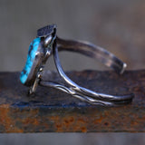 Vintage Sterling Turquoise Feather Cuff