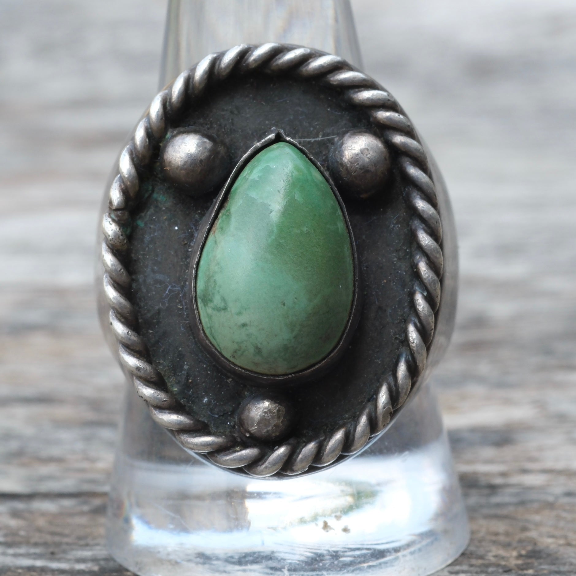Chunky Vintage Sterling Turquoise Ring 11