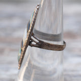 Vintage Sterling Inlay Ring 6.75