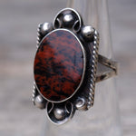 Vintage Sterling Petrified Wood Ring 6.5