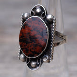 Vintage Sterling Petrified Wood Ring 6.5