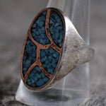 Vintage Sterling Crushed Turquoise Inlay Ring 10.5