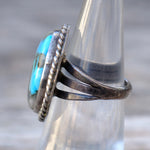 Vintage Sterling Turquoise Roper rIng 5.75