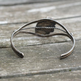 Vintage Sterling Mother Of Pearl Feather Cuff