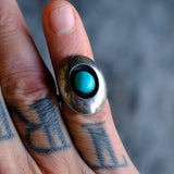 Vintage Sterling Turquoise Shadowbox Ring 4.5