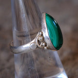 Vintage Sterling Malachite Ring 7.5