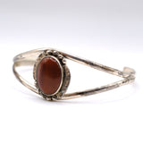 Vintage Sterling Red Agate Cuff Bracelet 6.5"