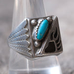 Vintage Sterling Turquoise Bear Paw Ring 10