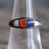 Vintage Sterling Multistone Inlay Band 7