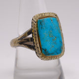 Vintage Sterling Turquoise Roper Ring 10