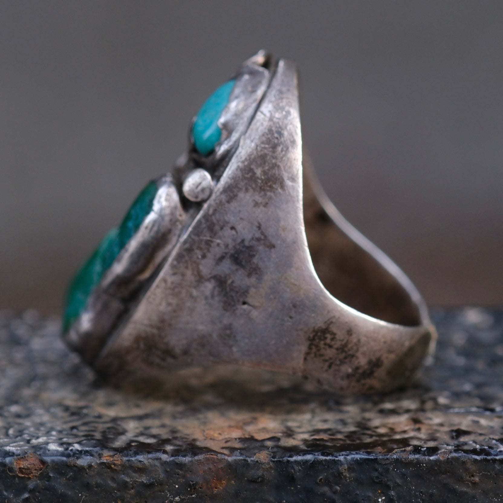 Vintage Sterling 2-Stone Turquoise Ring 9.25