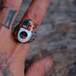 Vintage Sterling Zuni Sunface Inlay Ring 11