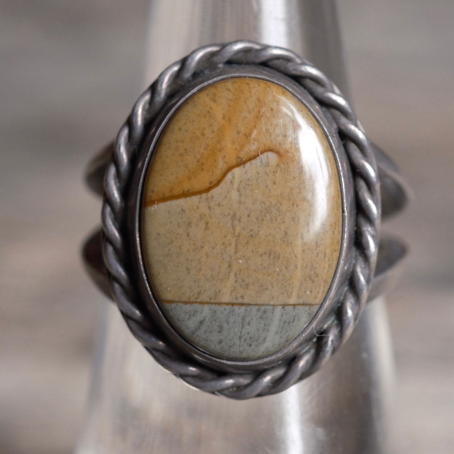 Vintage Sterling Picture Stone Ring 6.5
