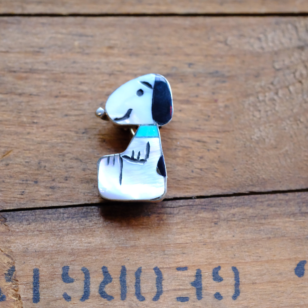 Sterling Silver Blue Collar Inlay Snoopy Pendant/Pin