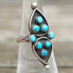 Vintage Sterling Turquoise Cluster Ring 6.5