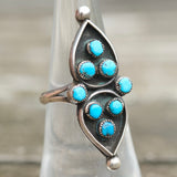 Vintage Sterling Turquoise Cluster Ring 6.5