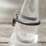 Vintage Sterling Coral and Abalone Inlay Ring 6.5