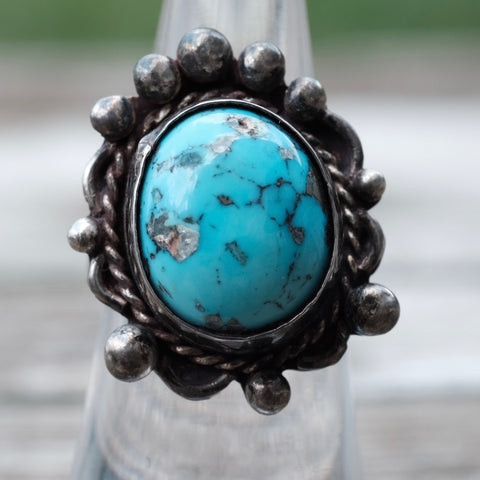 Vintage Sterling Turquoise Ring 6.25