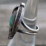 Vintage Sterling Turquoise Feather Ring 5.5