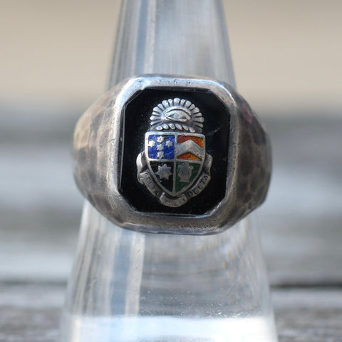 Vintage Sterling Crest Signet Ring 8.75