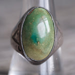 Vintage Sterling Turquoise Stamped Ring 9.75