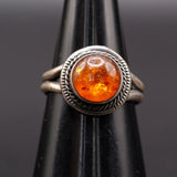 Vintage Sterling Amber Ring 5