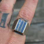 Vintage Sterling Sodalite Inlay Striper Ring 10.5