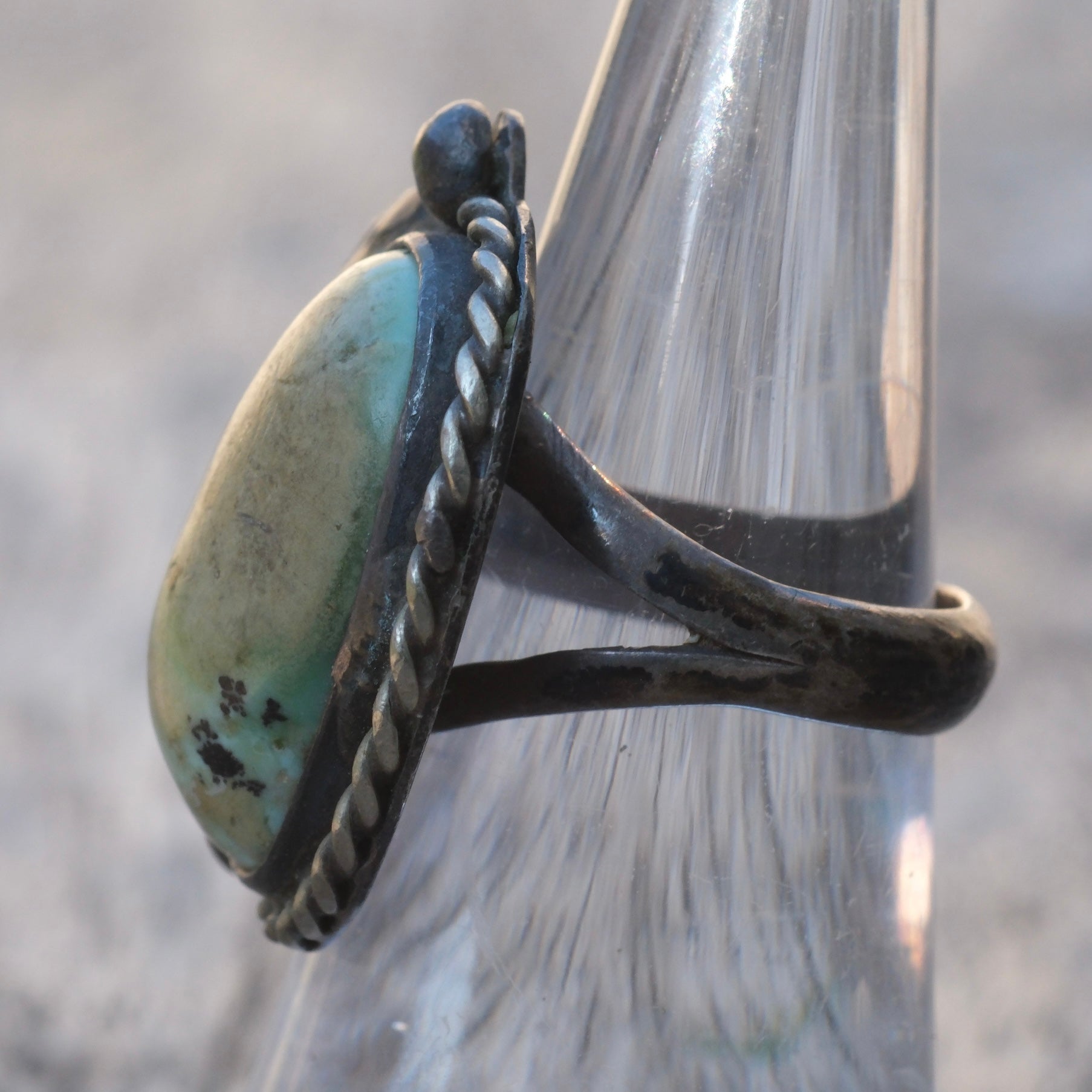 Vintage Sterling Turquoise Feather Ring 6