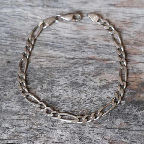 Vintage Sterling Silver Figaro Chain Bracelet