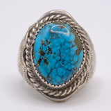 Vintage Sterling Turquoise Stamped Band Ring 10.5