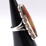 Vintage Sterling Petrified Wood Ring  6.5