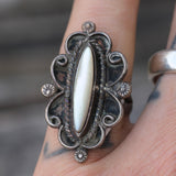 Vintage Sterling Mother Of Pearl Ring 6