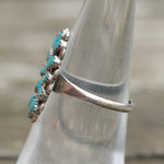 Vintage Sterling Turquoise Cluster Ring 6.25