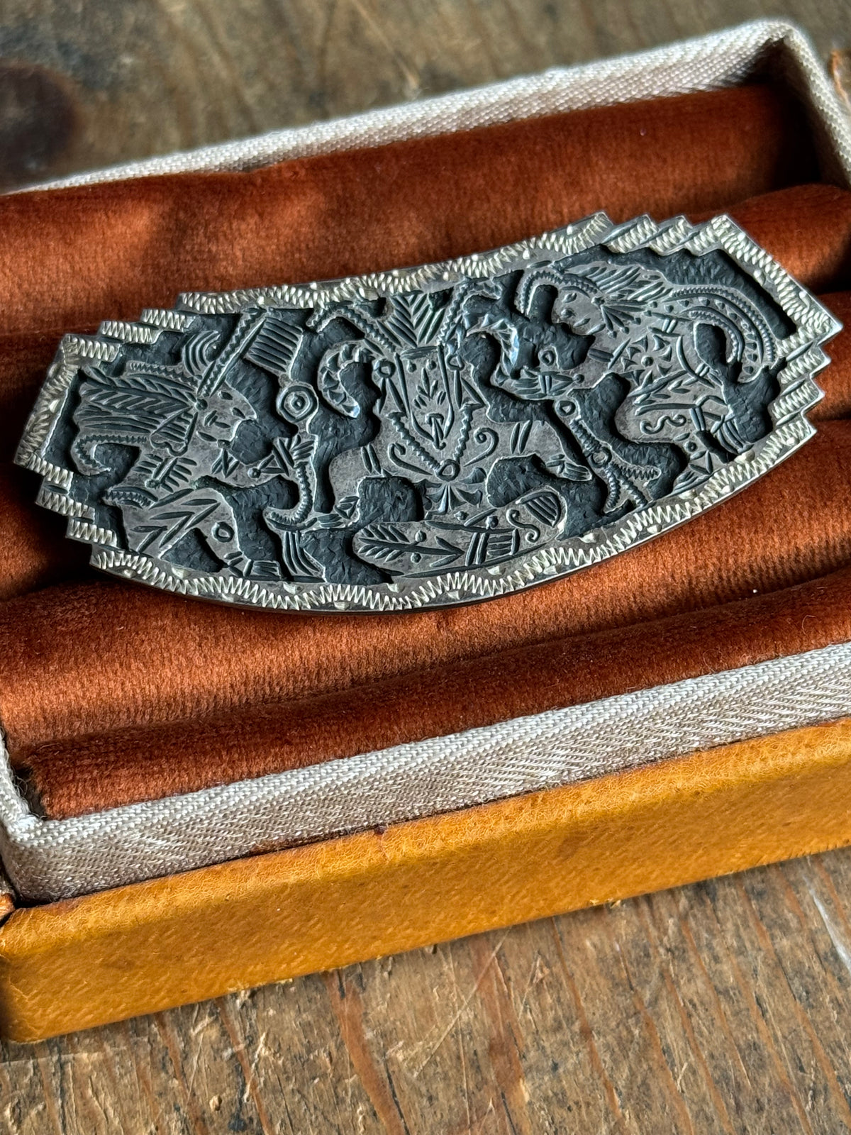 Vintage Sterling Silver Aztec Pin
