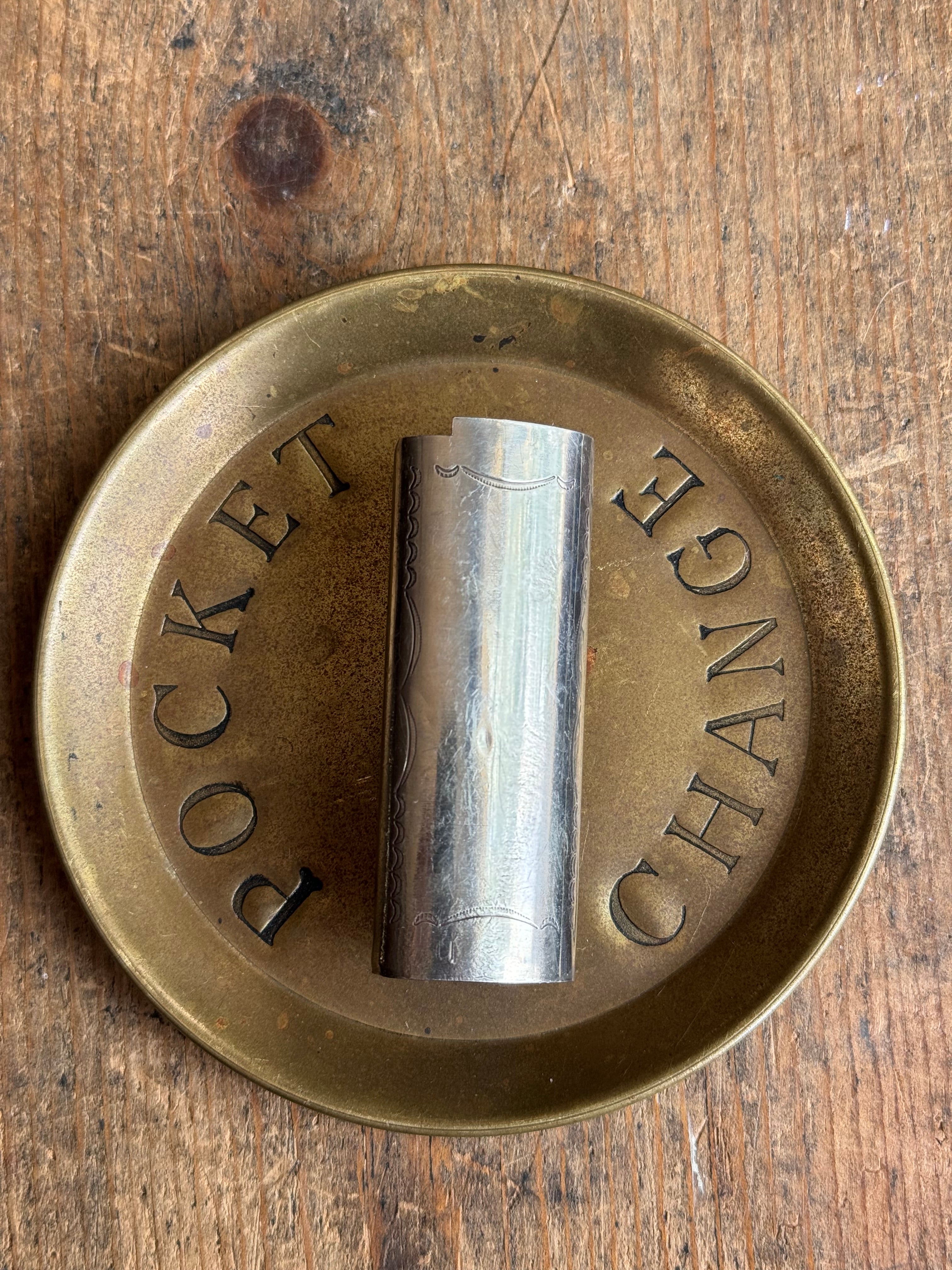 Vintage Stamped Nickel & Sterling Silver Turquoise Lighter Case