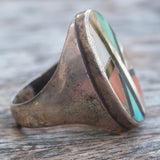 Vintage Sterling Zuni Inlay Ring 9