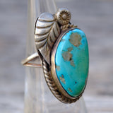 Vintage Sterling Turquoise Feather Ring 5.5
