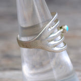 Vintage Sterling Turquoise Sandcast Ring 7.5