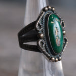 Vintage Sterling Turquoise Stamped Band Ring 5.25