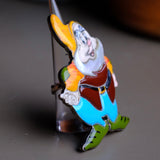 MASSIVE Vintage Sterling Inlaid HAPPY Dwarf Ring 7.75