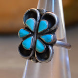 Vintage Sterling Turquoise Cluster Ring 6