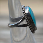 Vintage Sterling Turquoise Roper Ring 5