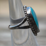 Vintage Sterling Turquoise Roper Ring 5