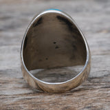 Vintage Sterling Turquoise Stamped V Ring 9.75
