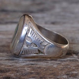 Vintage Sterling Abalone Thunderbird Ring 11.5