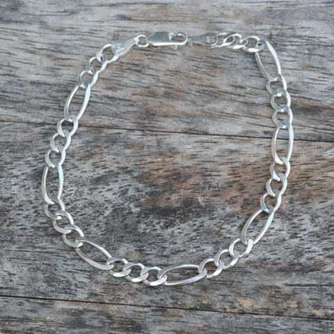 Vintage Sterling Silver Figaro Chain Bracelet